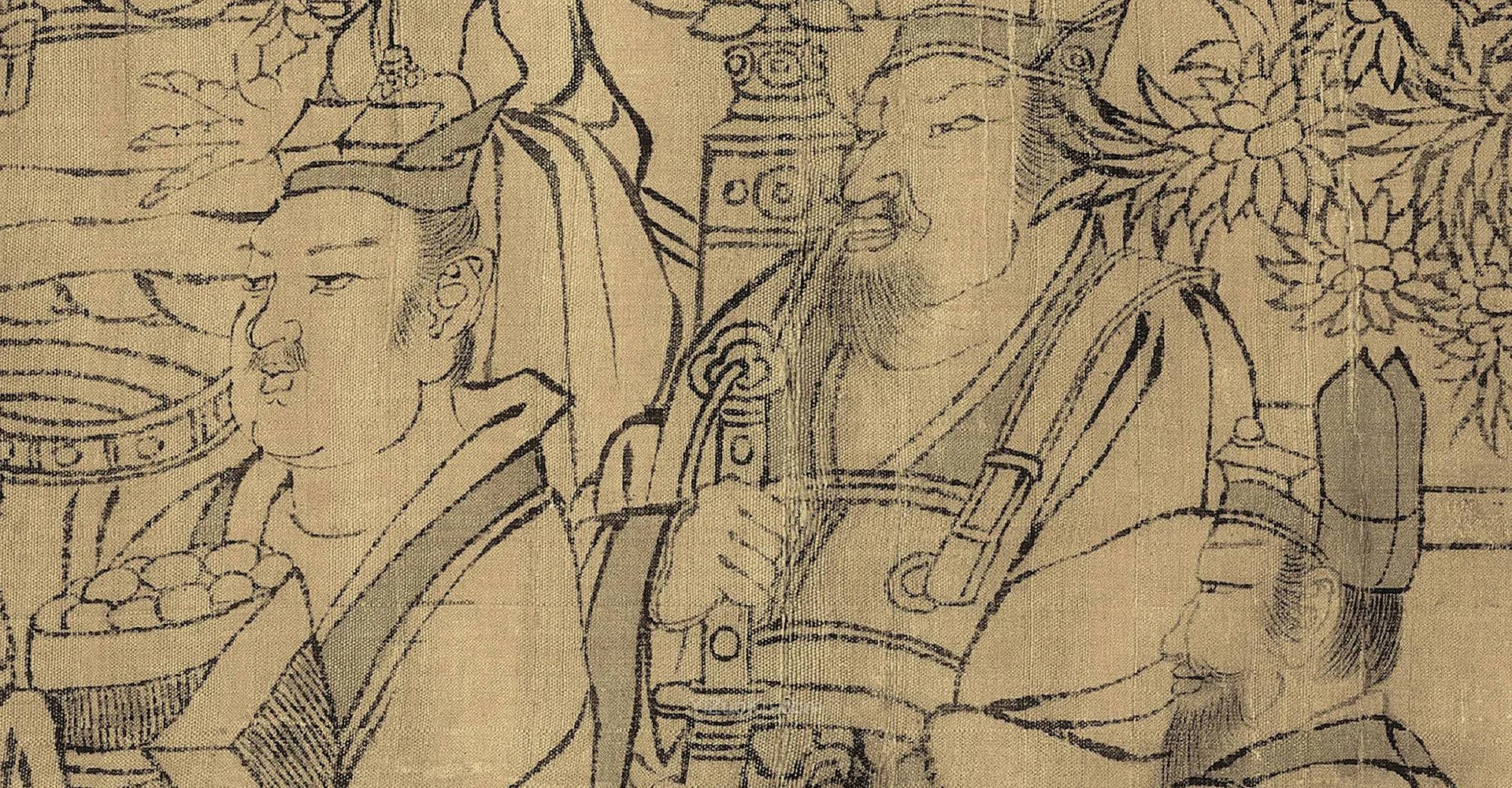 武宗元白描人物卷《朝元仙仗图》全卷高清大图局部 (2)