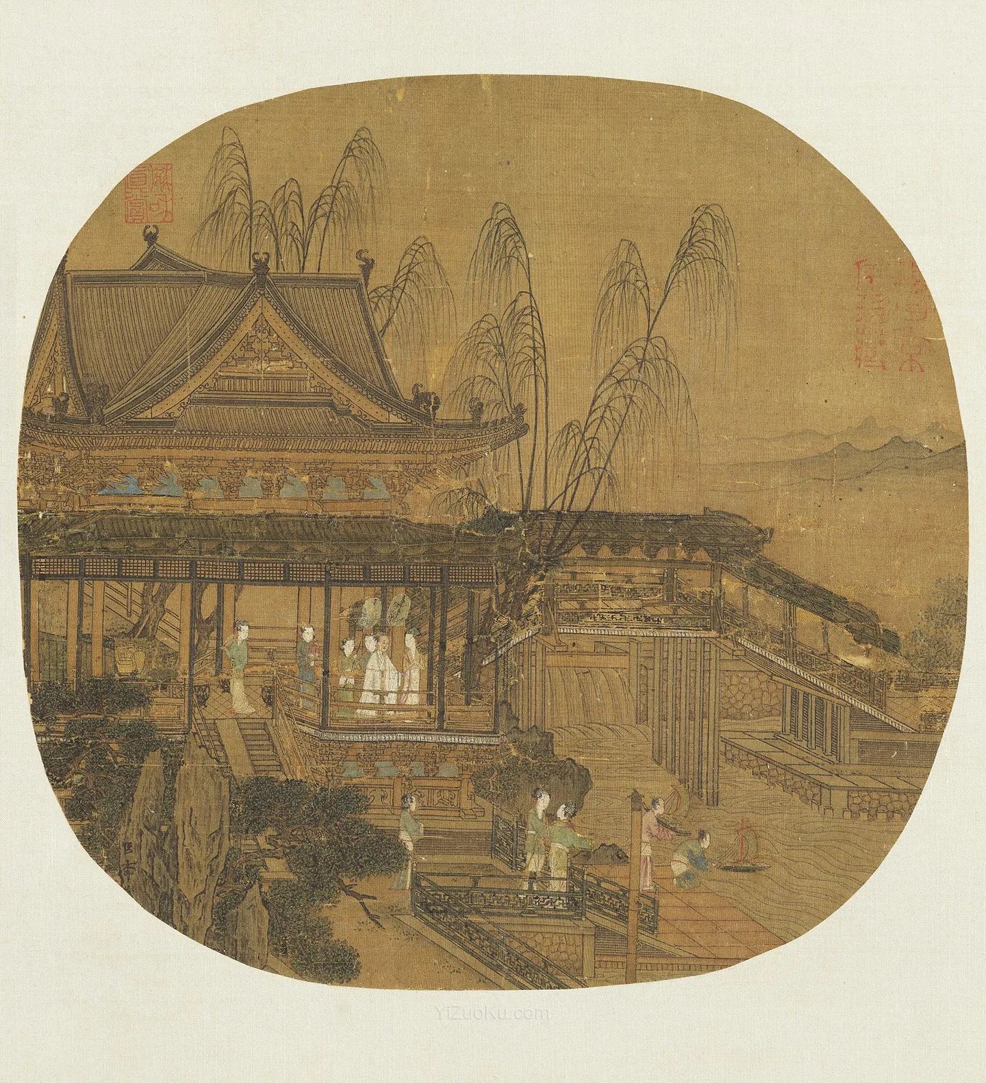 李嵩界画《水殿招凉图》图片