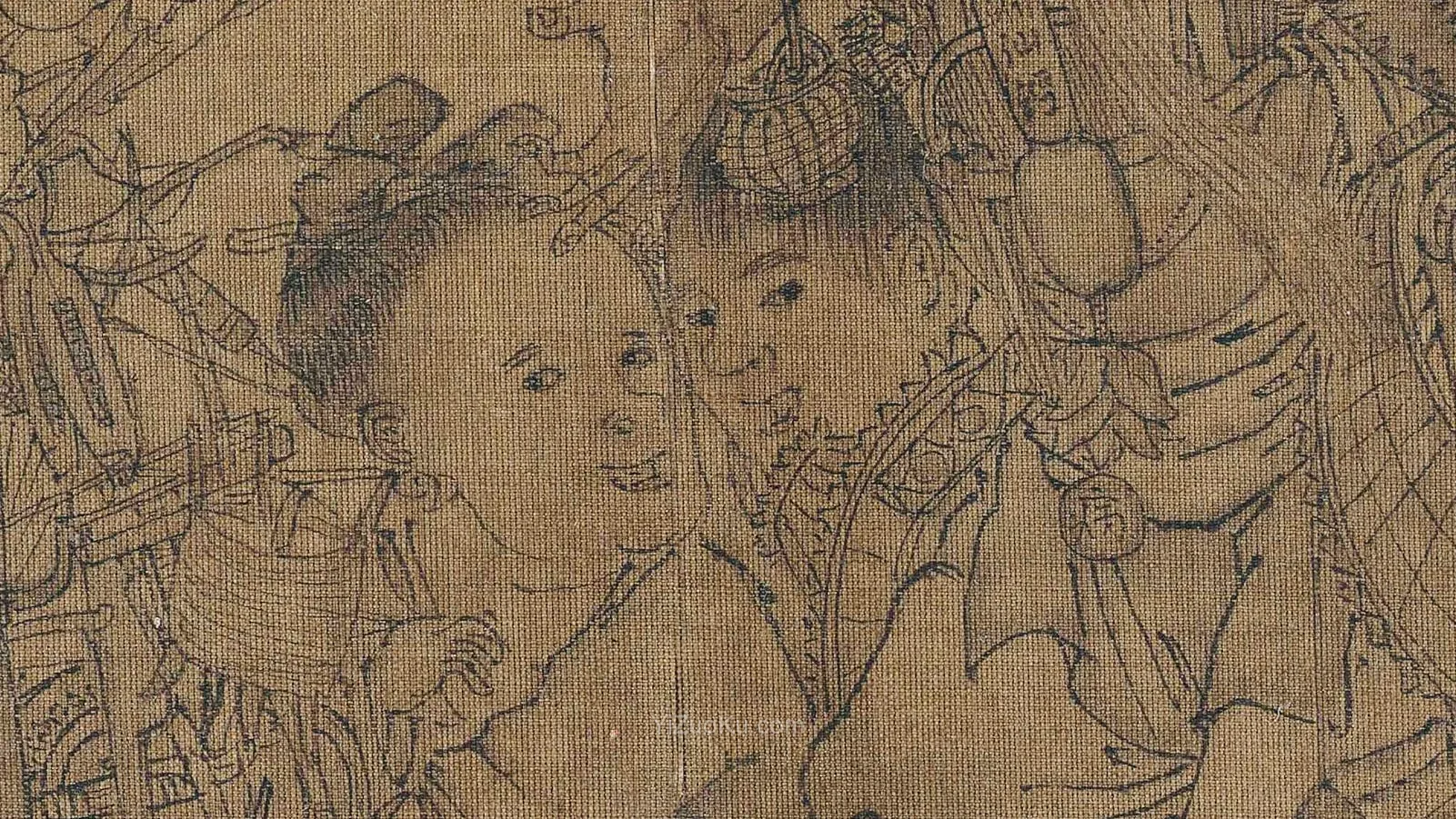 李嵩人物风俗画《货郎图》高清大图局部 (3)