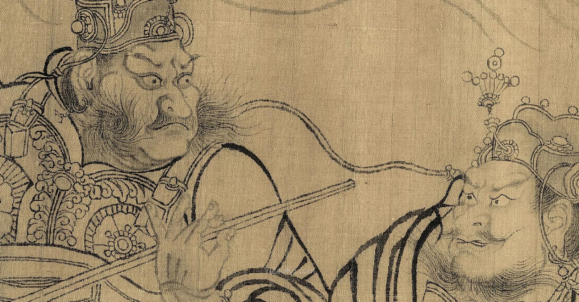 武宗元白描人物卷《朝元仙仗图》全卷高清大图局部 (4)