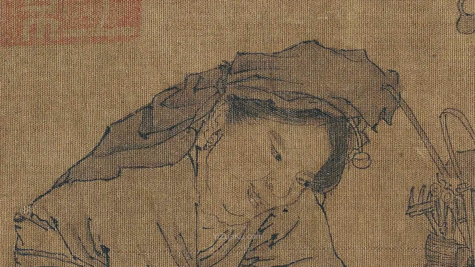 李嵩人物风俗画《货郎图》高清大图局部 (2)