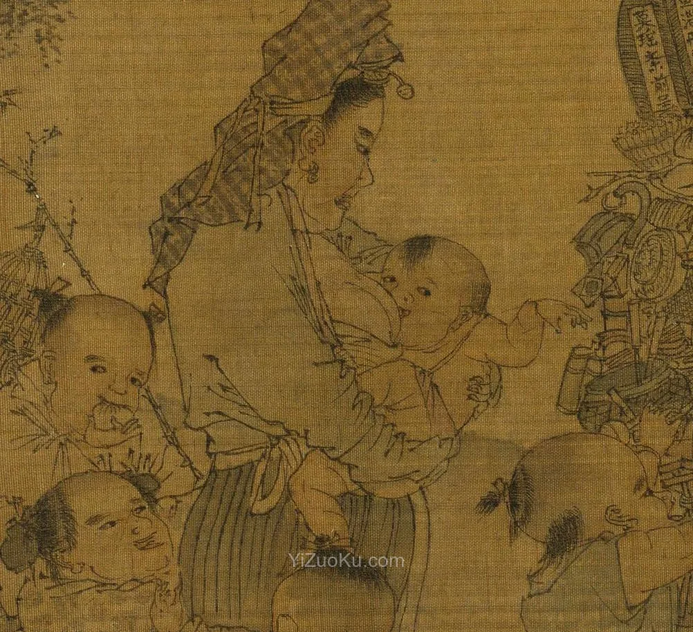 李嵩风俗画《市担婴戏图》高清大图局部 (1)
