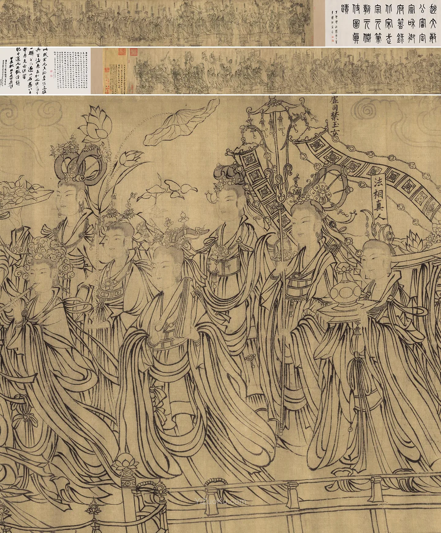 武宗元白描人物卷《朝元仙仗图》全卷图片