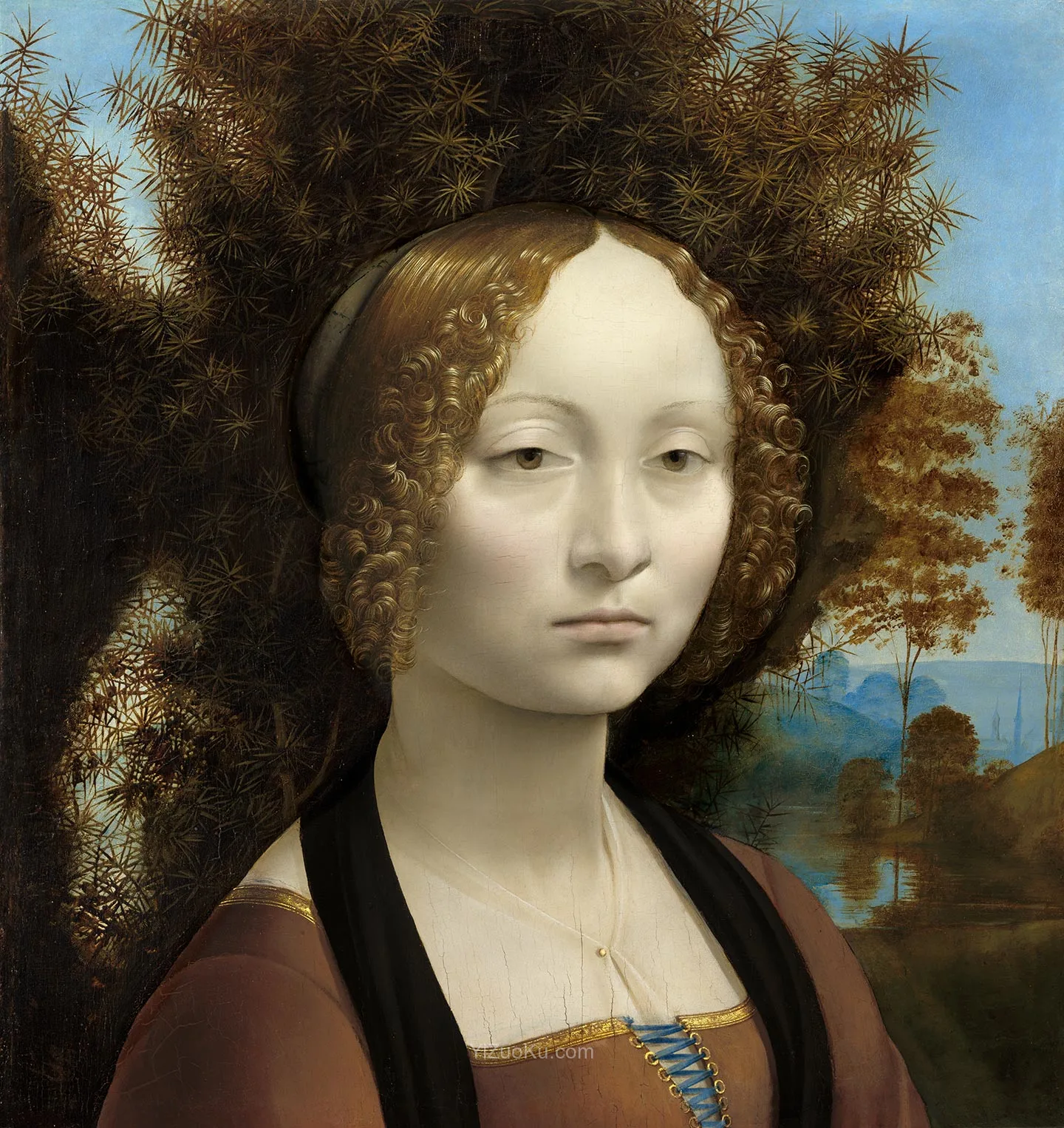 达·芬奇肖像画作品《吉内薇拉·班琪》图片