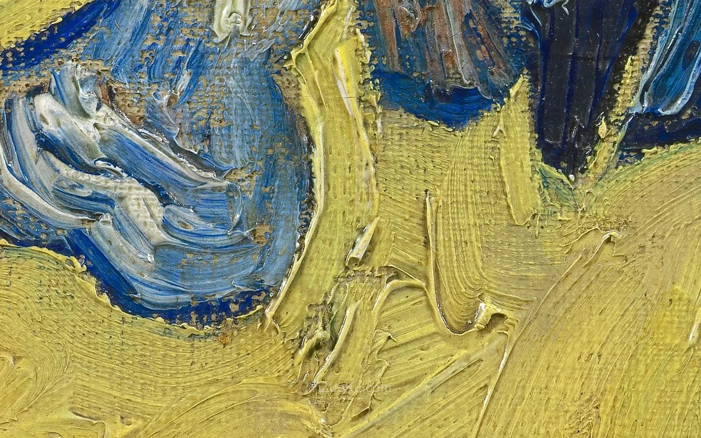 梵高油画静物《鸢尾花》超高清大图局部 (4)