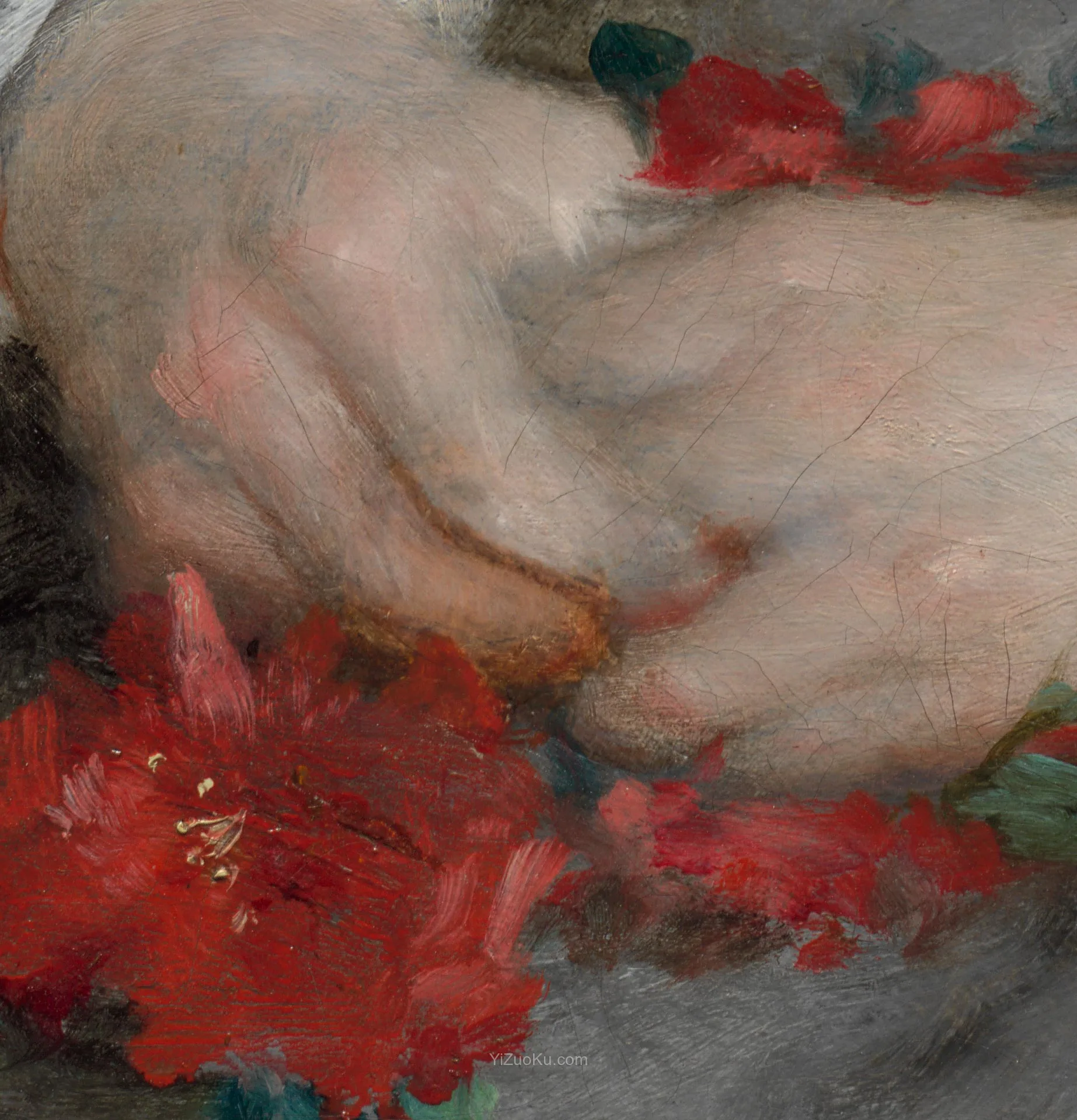 雷诺阿儿童肖像画《Romaine Lascaux》高清大图局部 (2)