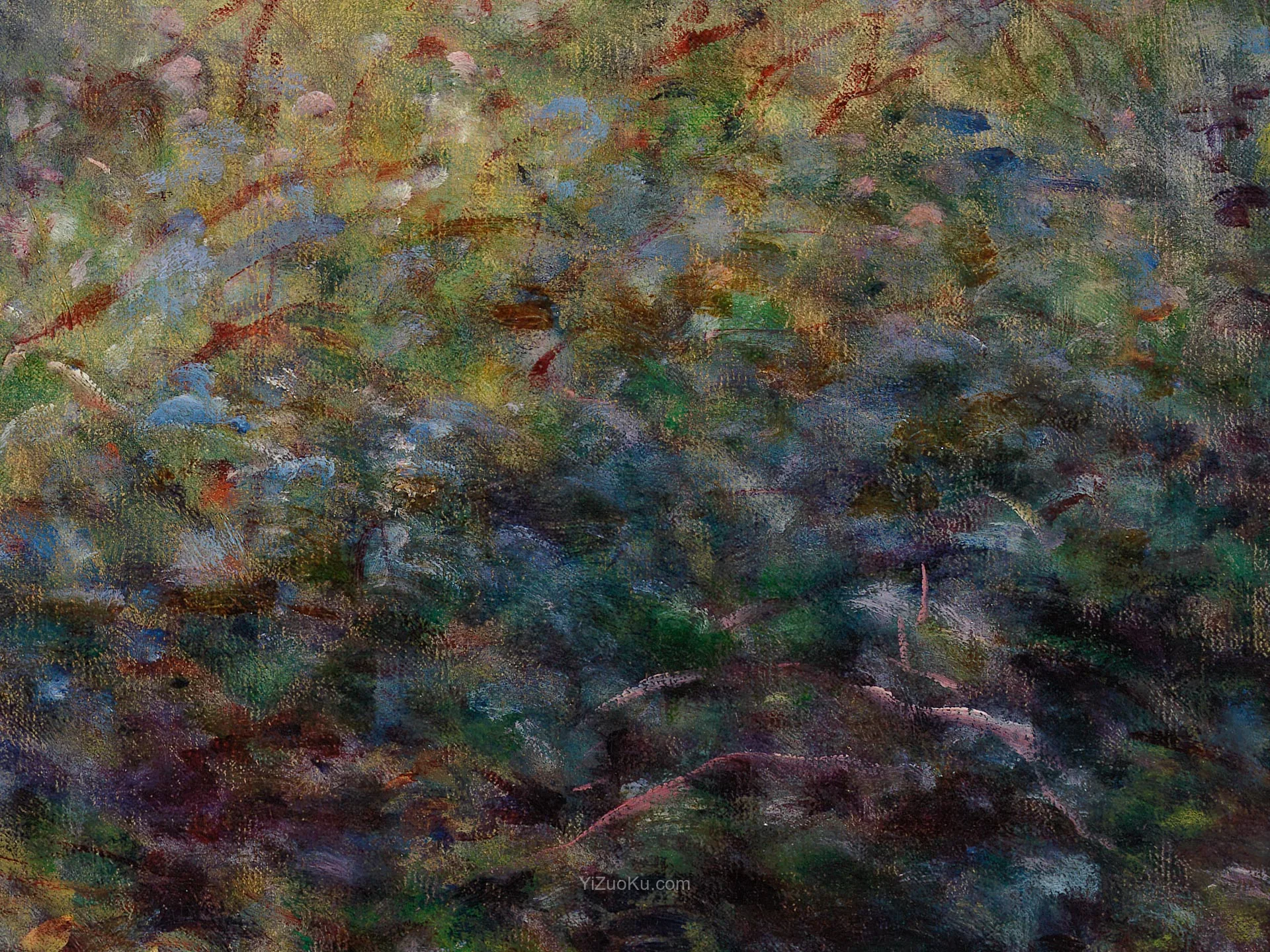 雷诺阿风景作品《贝尔纳瓦勒周边》高清大图局部 (2)