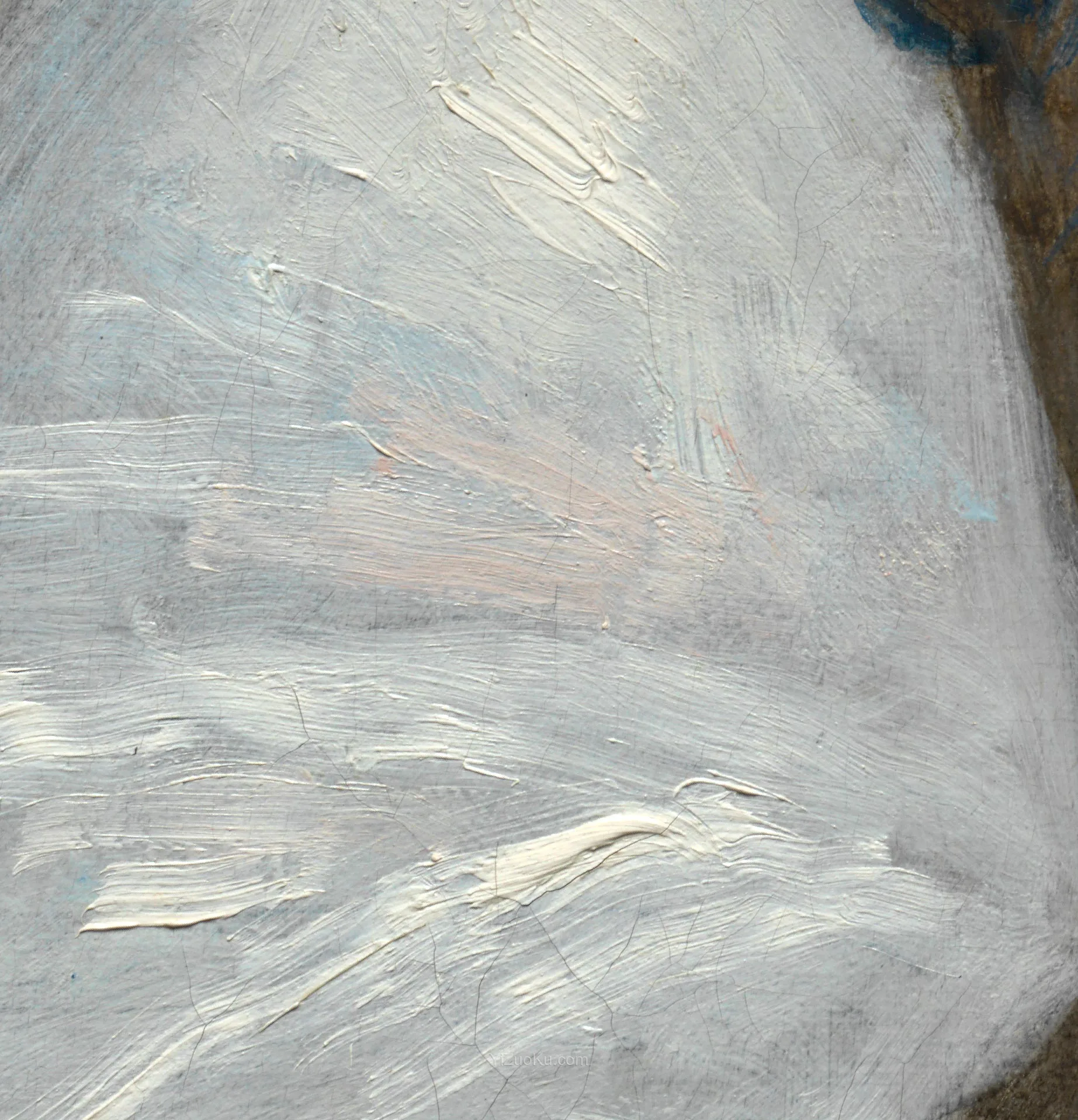 雷诺阿儿童肖像画《Romaine Lascaux》高清大图局部 (3)
