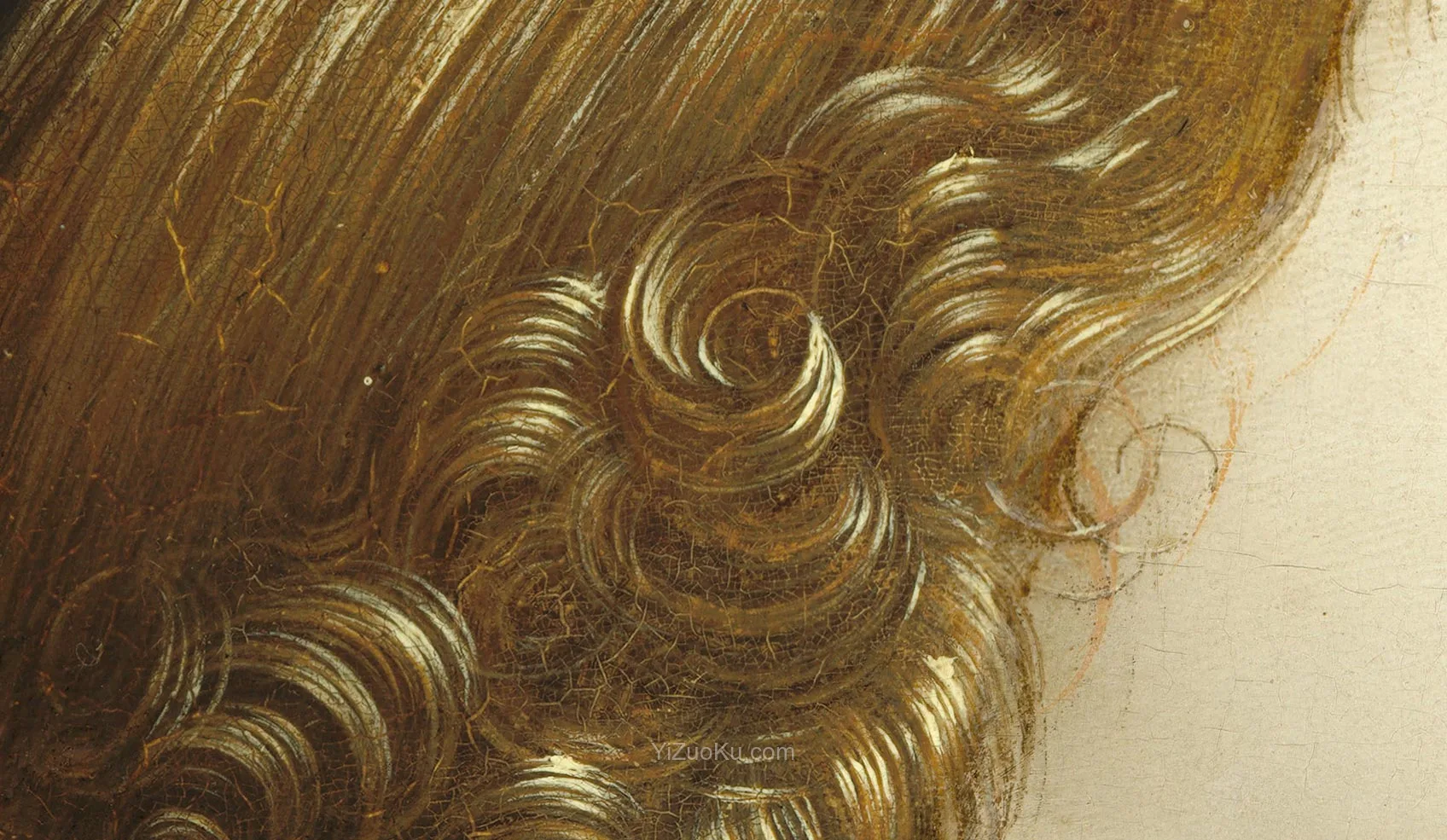 达·芬奇肖像画作品《吉内薇拉·班琪》超高清大图局部 (1)