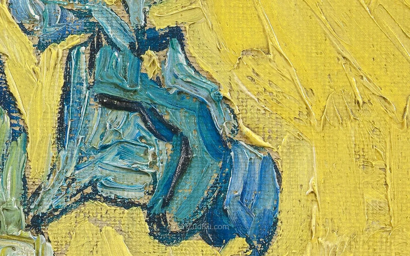 梵高油画静物《鸢尾花》超高清大图局部 (2)