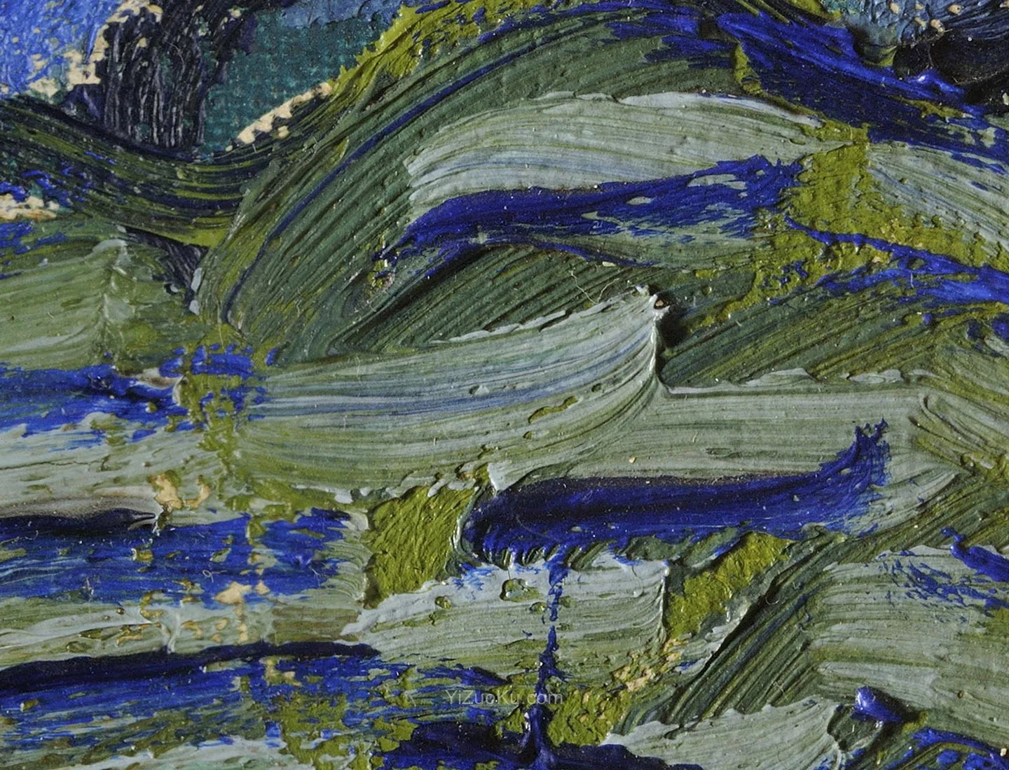 梵高《星月夜》超高清大图局部 (5)