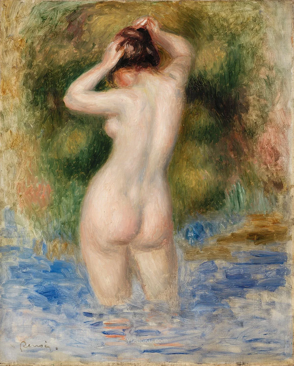 雷诺阿油画人物作品《浴女》图片