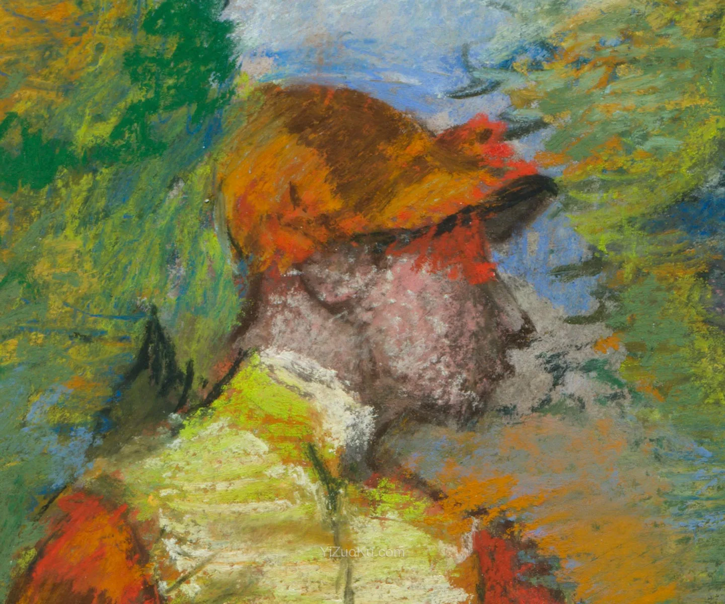 德加色粉画《比赛前》超高清大图局部 (2)