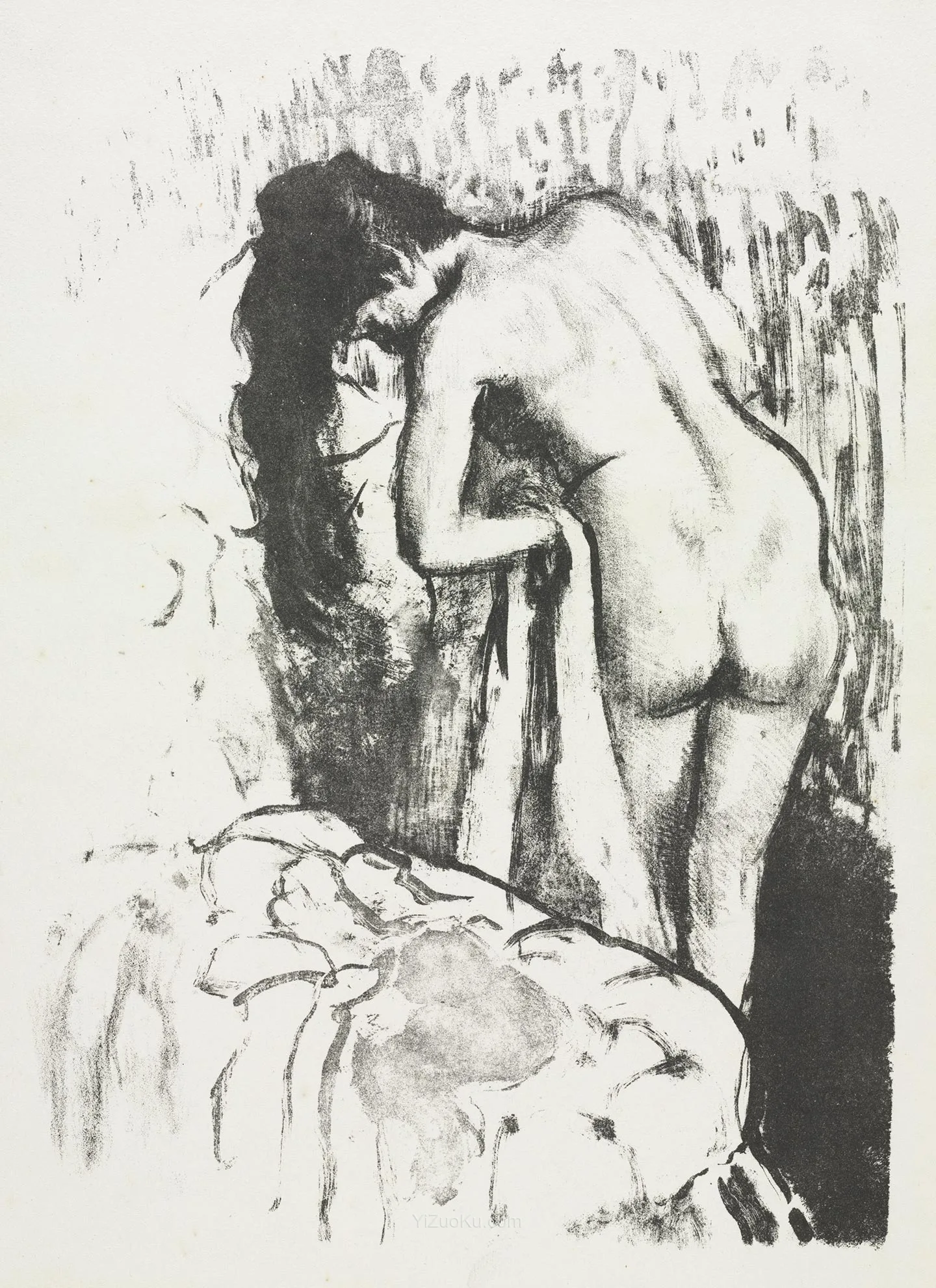 德加石版画《站立的裸体女人》图片